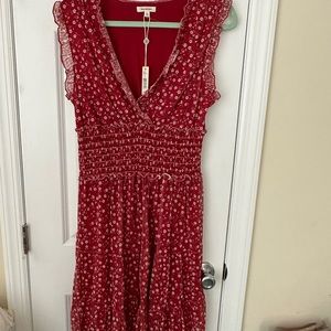 Max Studio v-neck sleeveless dress size Large ruffle trim, NWT